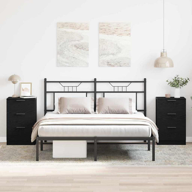 Vidaxl nachtkastje 2 st zwart eiken 40 x 65 x 65 cm bewerkt hout