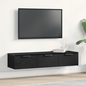 Vidaxl wandkast met lade zwart eiken 102 x 30 x 20 cm bewerkt hout