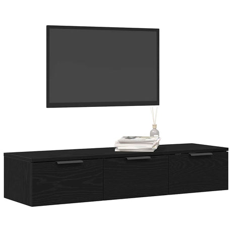 Vidaxl wandkast met lade zwart eiken 102 x 30 x 20 cm bewerkt hout