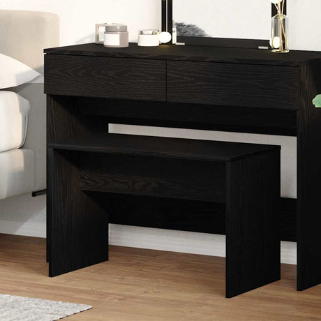 Vidaxl kleedkamer kruk zwart eiken 70 x 35 x 45 cm bewerkt hout