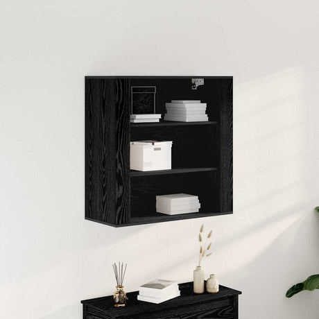 Vidaxl wandkast met plank zwart eiken 80 x 33 x 80 cm bewerkt hout