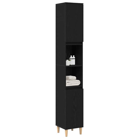Vidaxl badkamer kast zwart eiken 30 x 30 x 190 cm bewerkt hout