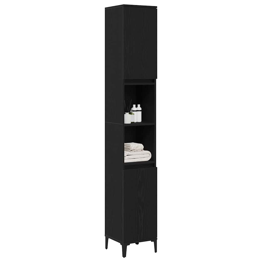 Vidaxl badkamer kast zwart eiken 30 x 30 x 190 cm bewerkt hout