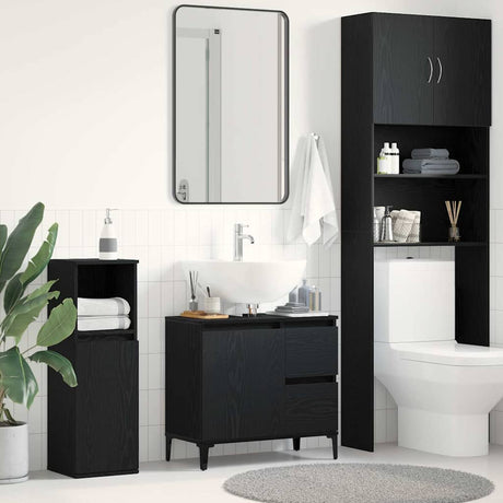 Vidaxl badkamer kast zwart eiken 65 x 33 x 60 cm bewerkt hout