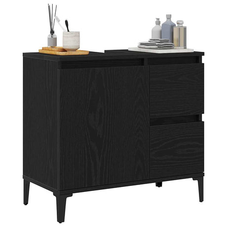 Vidaxl badkamer kast zwart eiken 65 x 33 x 60 cm bewerkt hout
