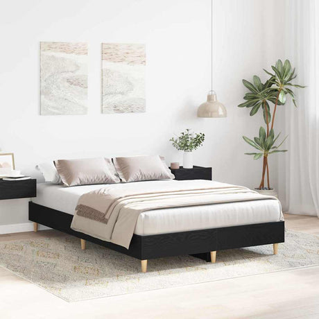 Vidaxl bedframe zwart eiken 203 x 123 x 25 cm bewerkt hout