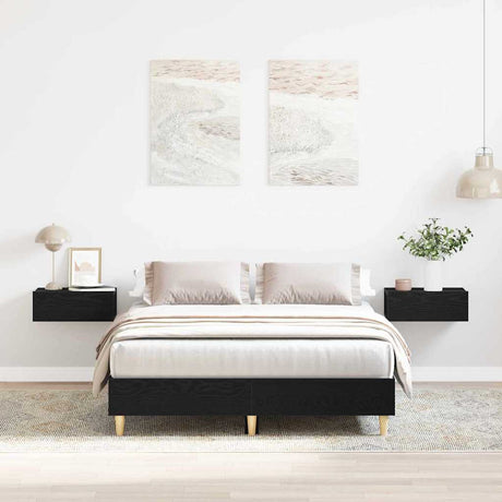 Vidaxl bedframe zwart eiken 193 x 143 x 25 cm bewerkt hout