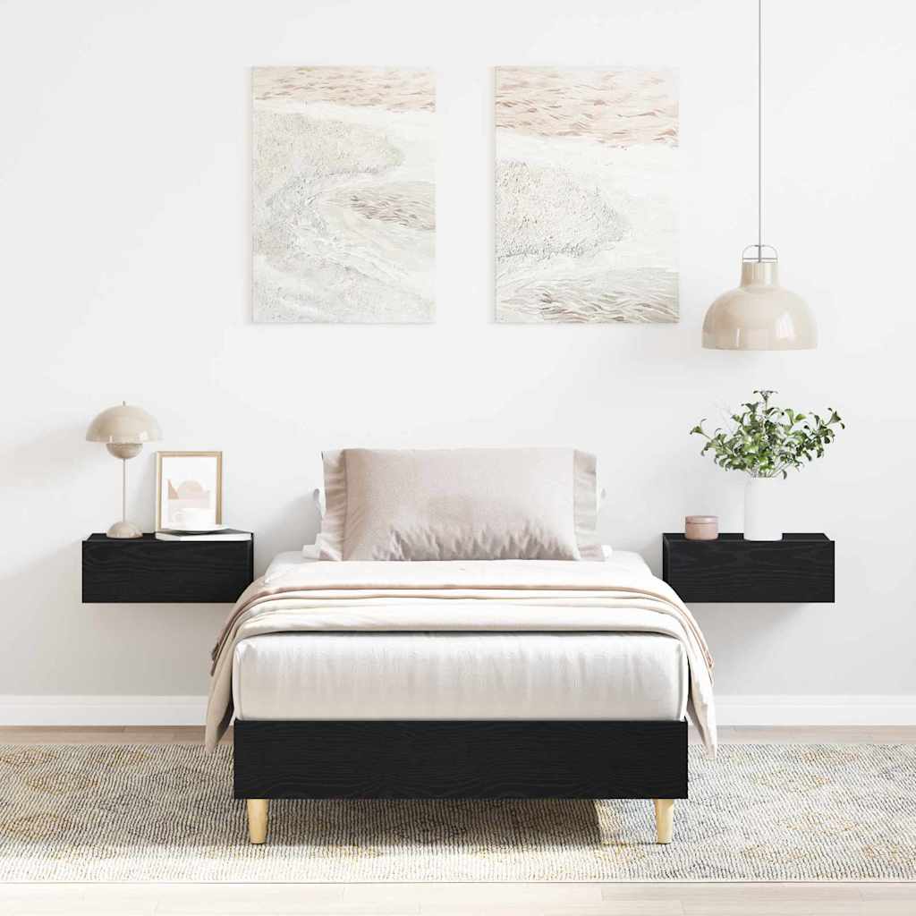 Vidaxl bedframe zwart eiken 193 x 78 x 25 cm bewerkt hout