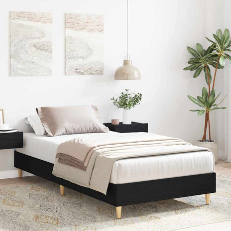 Vidaxl bedframe zwart eiken 193 x 78 x 25 cm bewerkt hout
