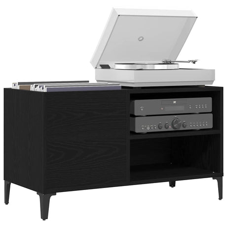 Vidaxl platenkast met plank zwart eiken 84,5 x 38 x 48 cm bewerkt hout