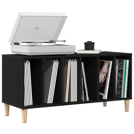 Vidaxl platenkast met plank zwart eiken 100 x 38 x 48 cm bewerkt hout