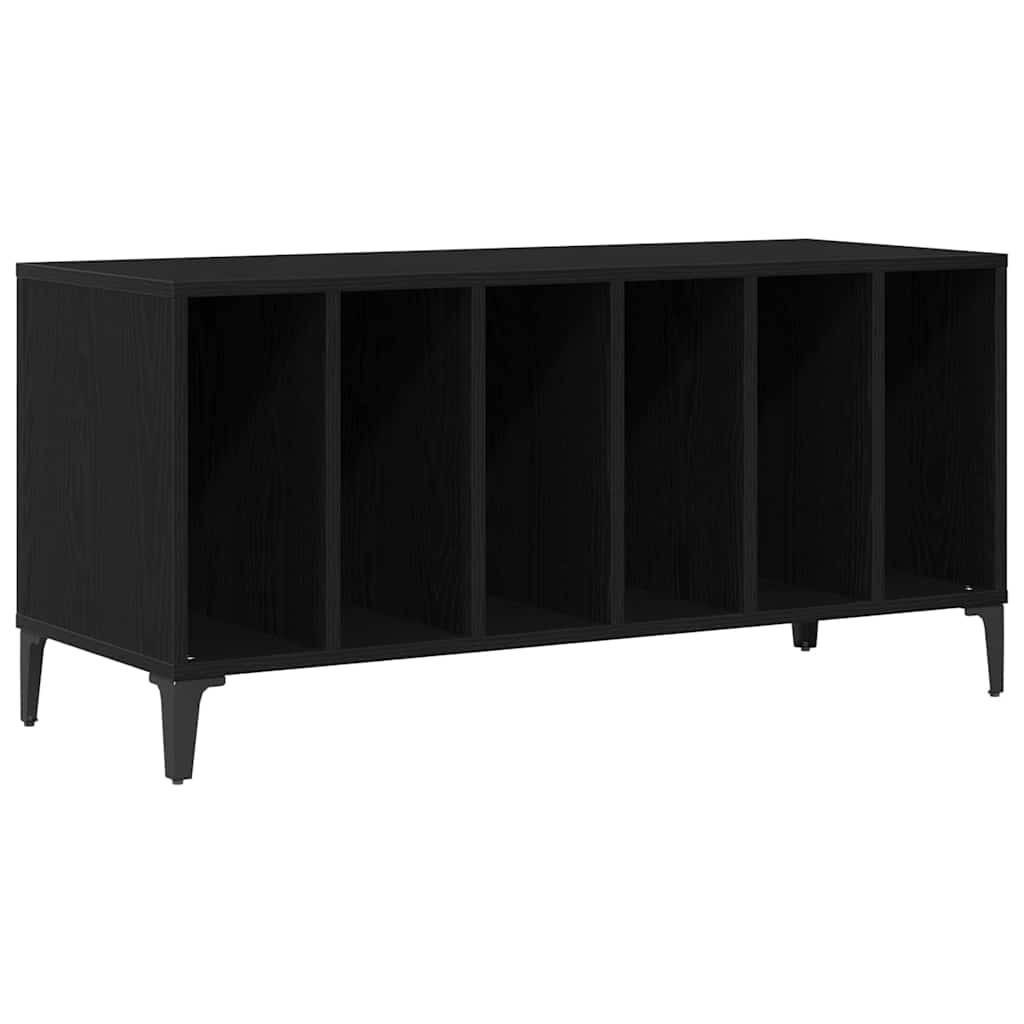 Vidaxl platenkast met plank zwart eiken 100 x 38 x 48 cm bewerkt hout
