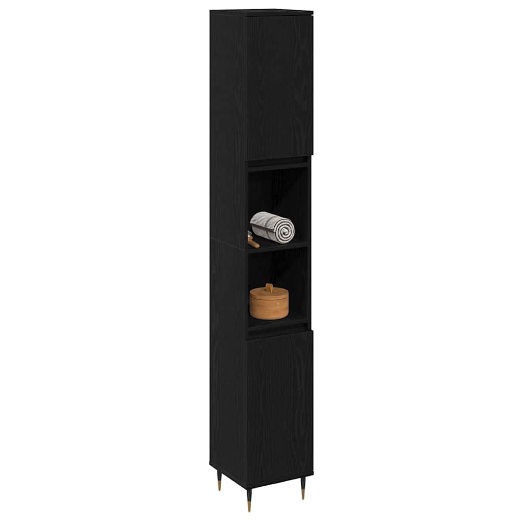 Vidaxl badkamer kast zwart eiken 30 x 30 x 190 cm bewerkt hout