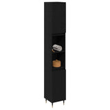 Vidaxl badkamer kast zwart eiken 30 x 30 x 190 cm bewerkt hout