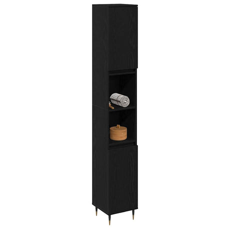 Vidaxl badkamer kast zwart eiken 30 x 30 x 190 cm bewerkt hout