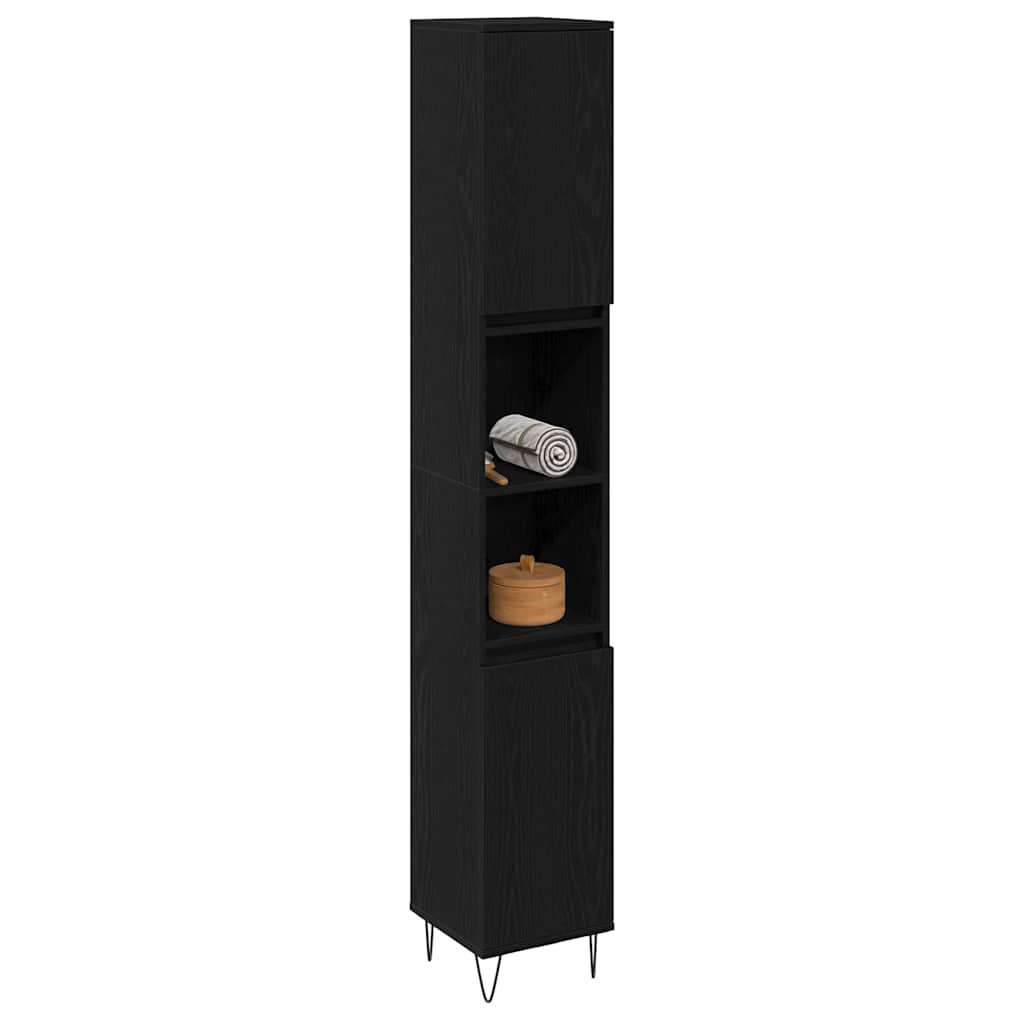 Vidaxl badkamer kast zwart eiken 30 x 30 x 190 cm bewerkt hout