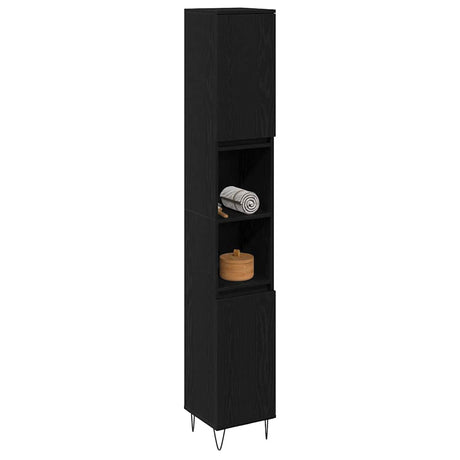 Vidaxl badkamer kast zwart eiken 30 x 30 x 190 cm bewerkt hout