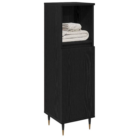Vidaxl badkamer kast zwart eiken 30 x 30 x 100 cm bewerkt hout