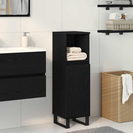 Vidaxl badkamer kast zwart eiken 30 x 30 x 100 cm bewerkt hout
