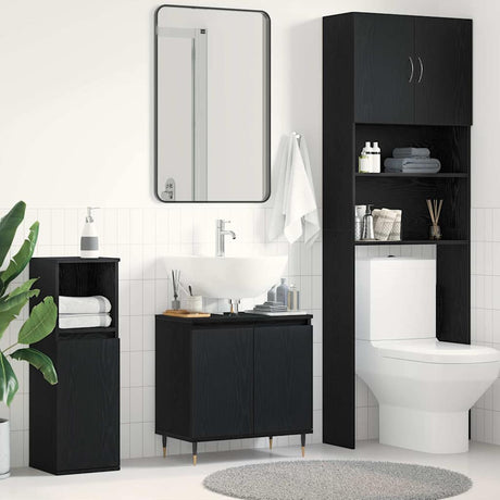 Vidaxl badkamer wastafelkast zwart eiken 58 x 33 x 60 cm bewerkt hout