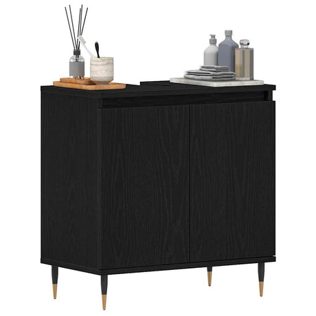 Vidaxl badkamer wastafelkast zwart eiken 58 x 33 x 60 cm bewerkt hout