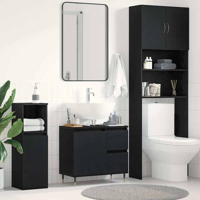 Vidaxl badkamer kast zwart eiken 65 x 33 x 60 cm bewerkt hout