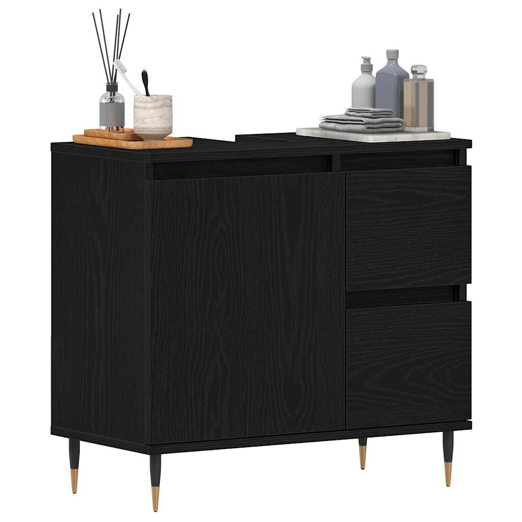 Vidaxl badkamer kast zwart eiken 65 x 33 x 60 cm bewerkt hout