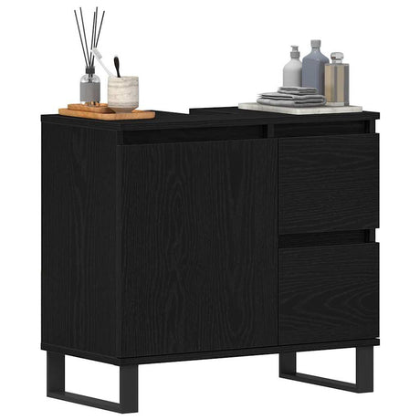 Vidaxl badkamertenk te kast zwart eiken 65 x 33 x 60 cm bewerkt hout