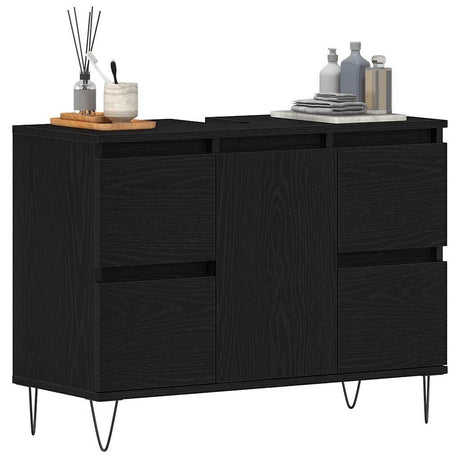 Vidaxl badkamertenk te kast zwart eiken 80 x 33 x 60 cm bewerkt hout