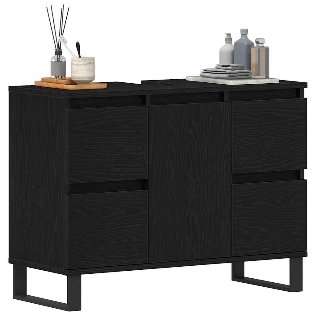 Vidaxl badkamer kast zwart eiken 80 x 33 x 60 cm bewerkt hout