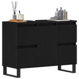 Vidaxl badkamer kast zwart eiken 80 x 33 x 60 cm bewerkt hout