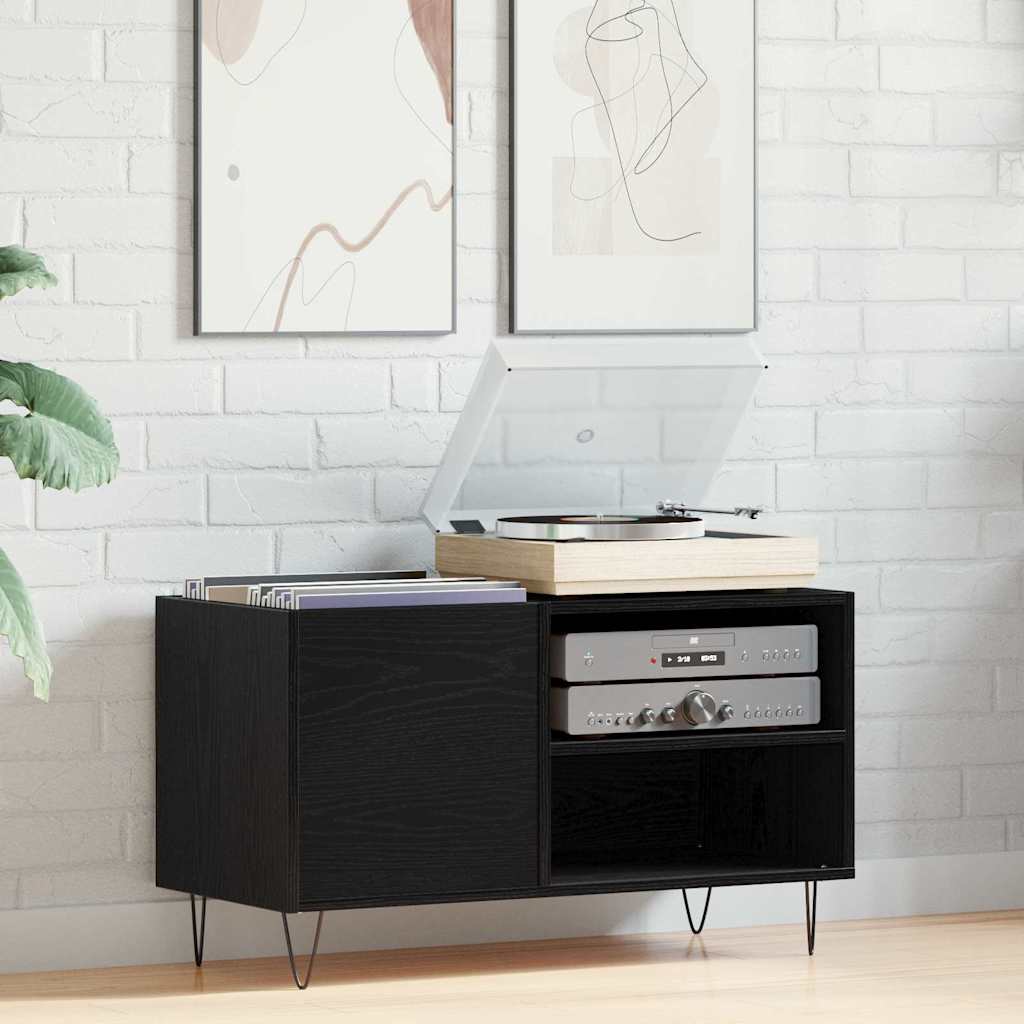 Vidaxl platenkast zwart eiken 85 x 38 x 48 cm bewerkt hout