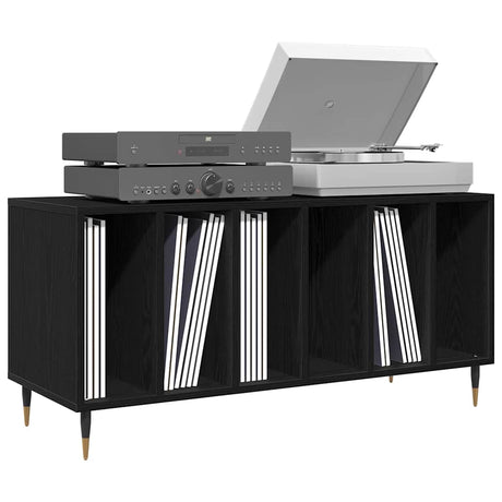 Vidaxl platenkast zwart eiken 100 x 38 x 48 cm bewerkt hout