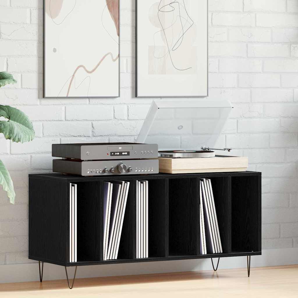Vidaxl platenkast zwart eiken 100 x 38 x 48 cm bewerkt hout