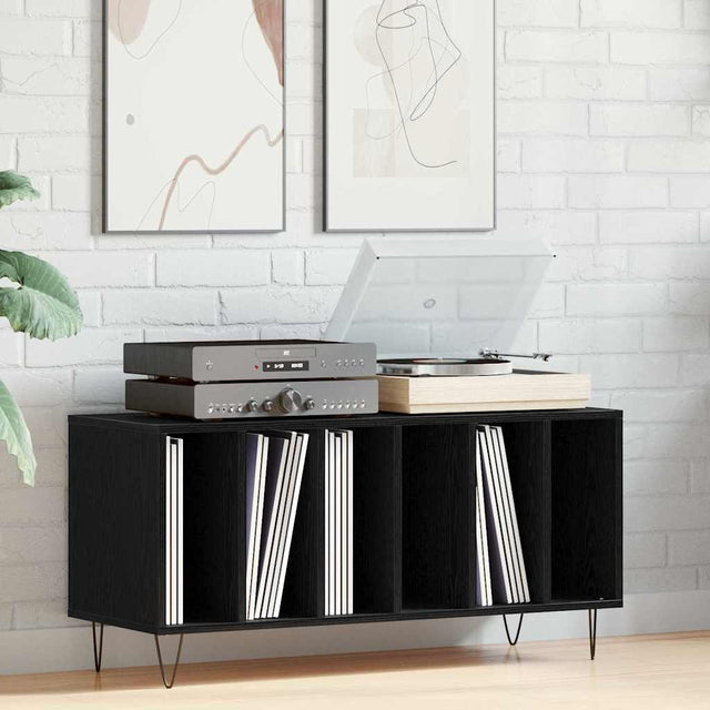 Vidaxl platenkast zwart eiken 100 x 38 x 48 cm bewerkt hout