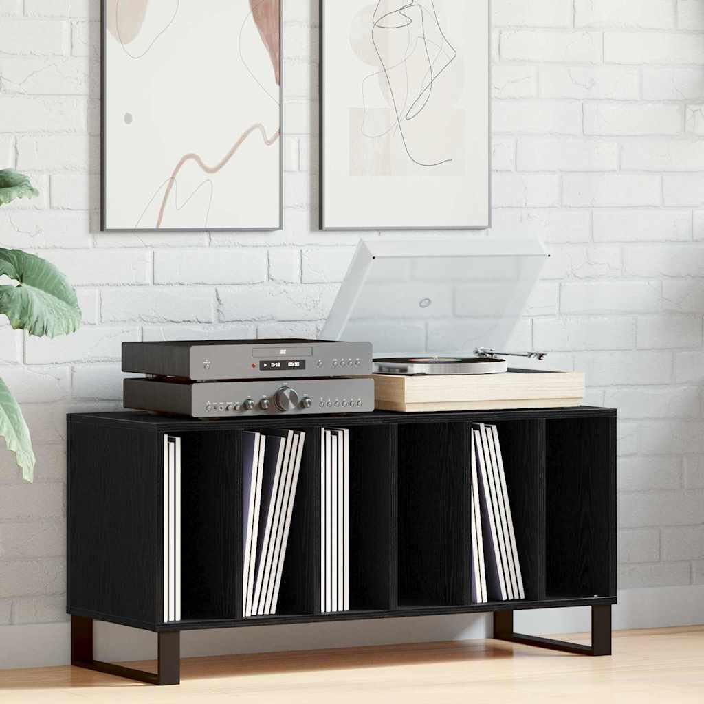Vidaxl platenkast zwart eiken 100 x 38 x 48 cm bewerkt hout