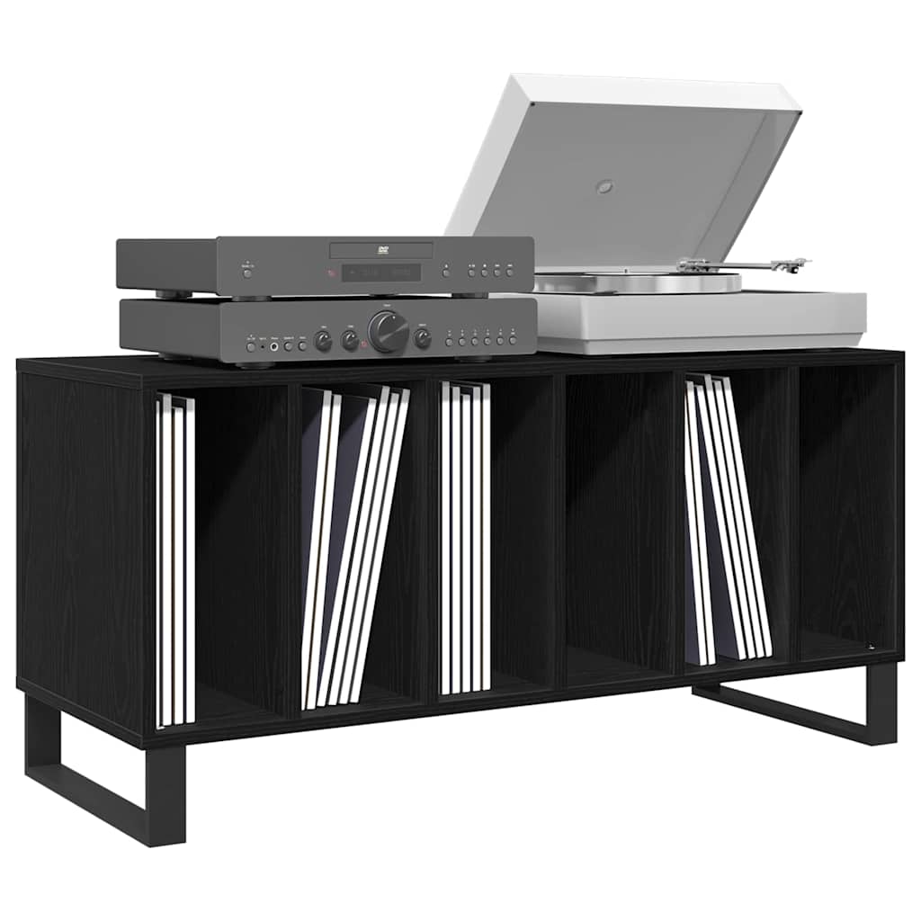 Vidaxl platenkast zwart eiken 100 x 38 x 48 cm bewerkt hout