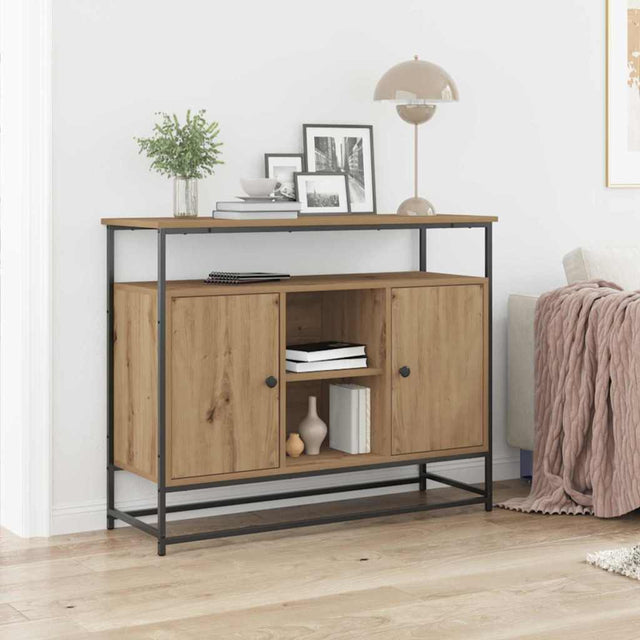 Vidaxl dressoir artisan eiken 100 x 35 x 80 cm bewerkt hout