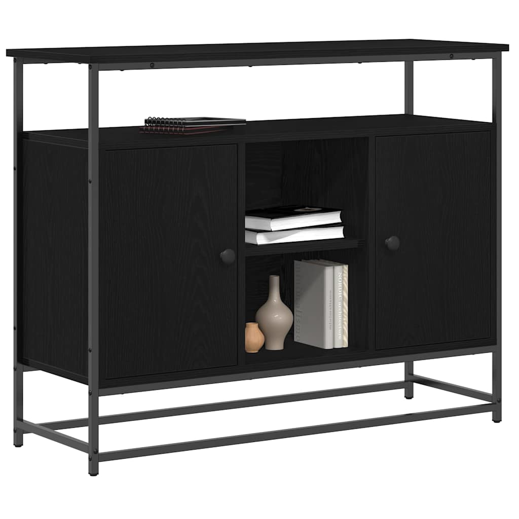 Vidaxl dressoir zwart eiken 100 x 35 x 80 cm bewerkt hout