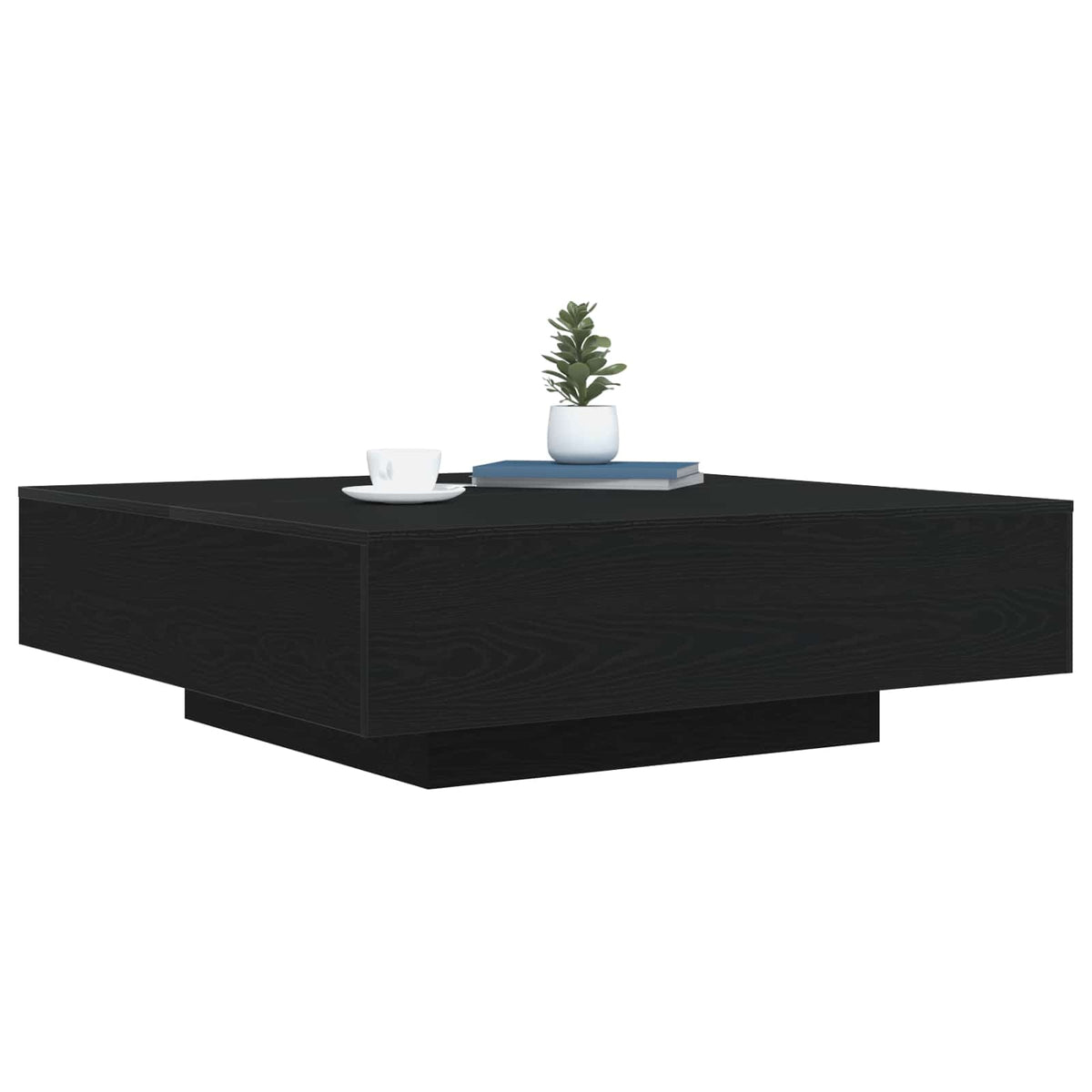 Vidaxl salontafel met led stripverlichting zwart eiken bewerkt hout