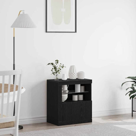 Vidaxl led sideboard zwart 60,5 x 37 x 67 cm bewerkt hout