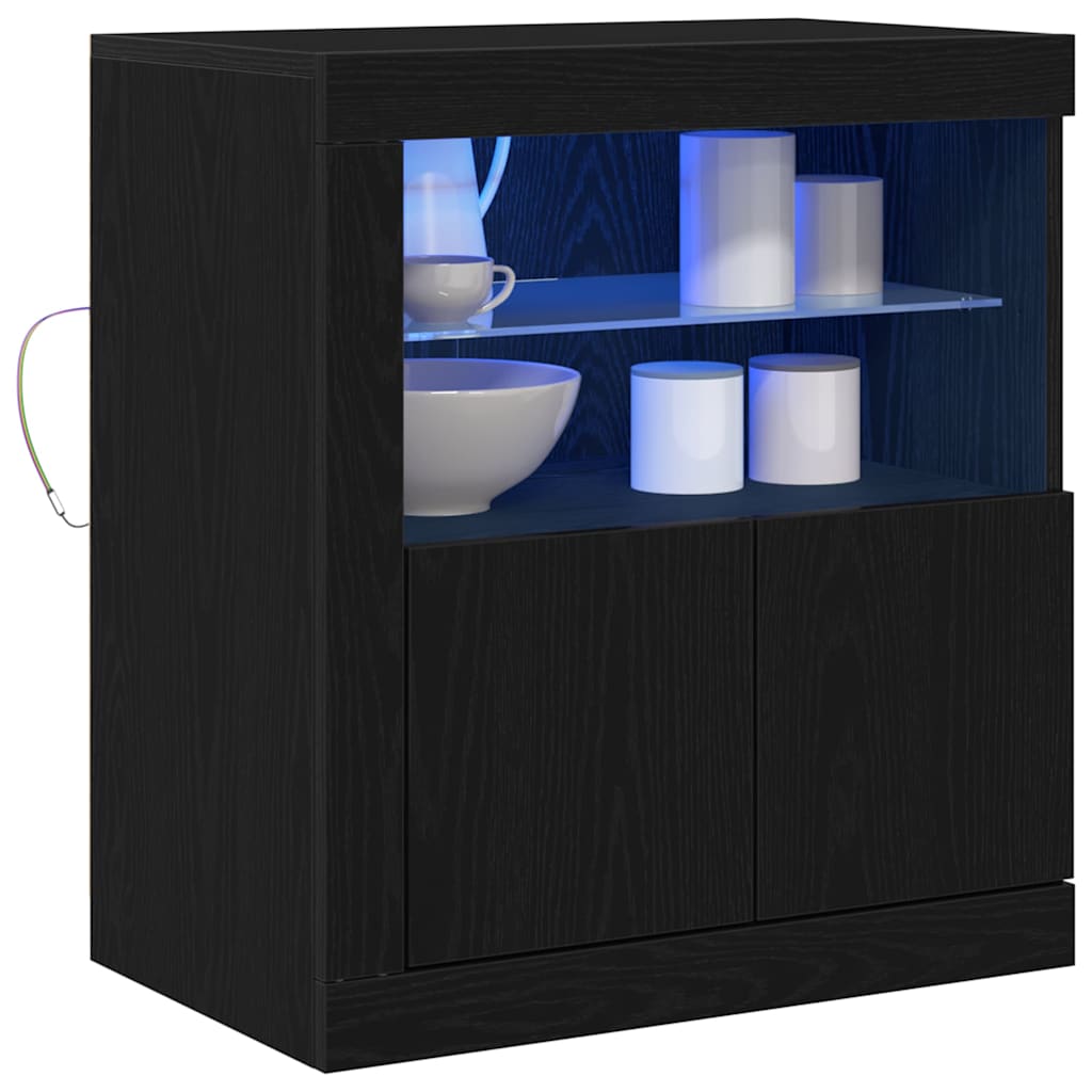 Vidaxl led sideboard zwart 60,5 x 37 x 67 cm bewerkt hout