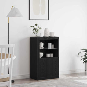 Vidaxl led sideboard 60,5 x 37 x 100 cm bewerkt hout zwart eiken