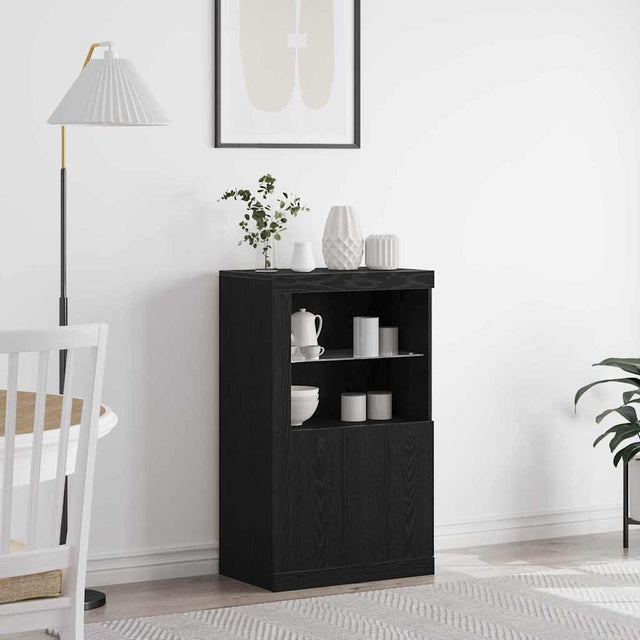 Vidaxl led sideboard 60,5 x 37 x 100 cm bewerkt hout zwart eiken