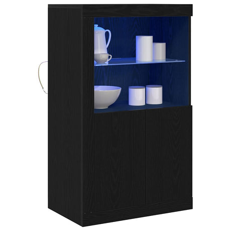 Vidaxl led sideboard 60,5 x 37 x 100 cm bewerkt hout zwart eiken