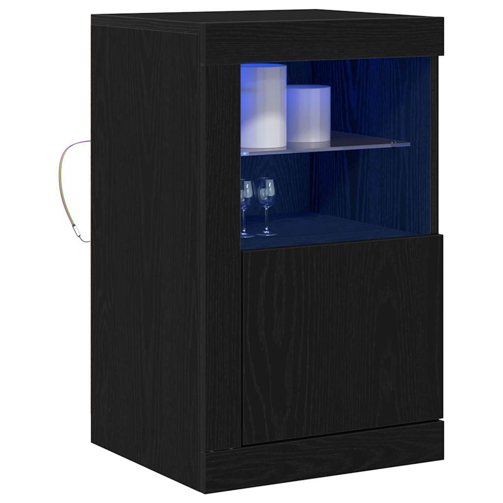 Vidaxl led sideboard 41 x 37 x 67 cm bewerkt hout zwart eiken