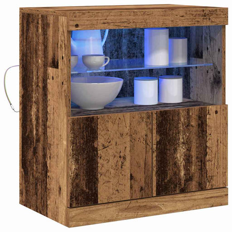 Vidaxl led sideboard bruin 60,5 x 37 x 67 cm bewerkt hout