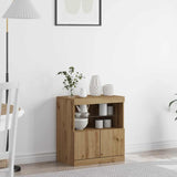 Vidaxl led sideboard bruin 60,5 x 37 x 67 cm bewerkt hout