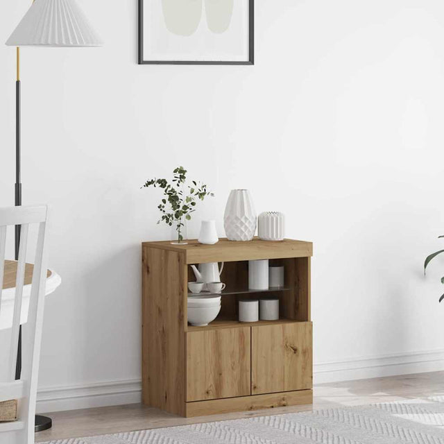 Vidaxl led sideboard bruin 60,5 x 37 x 67 cm bewerkt hout