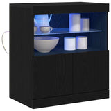 Vidaxl led sideboard zwart 60,5 x 37 x 67 cm bewerkt hout